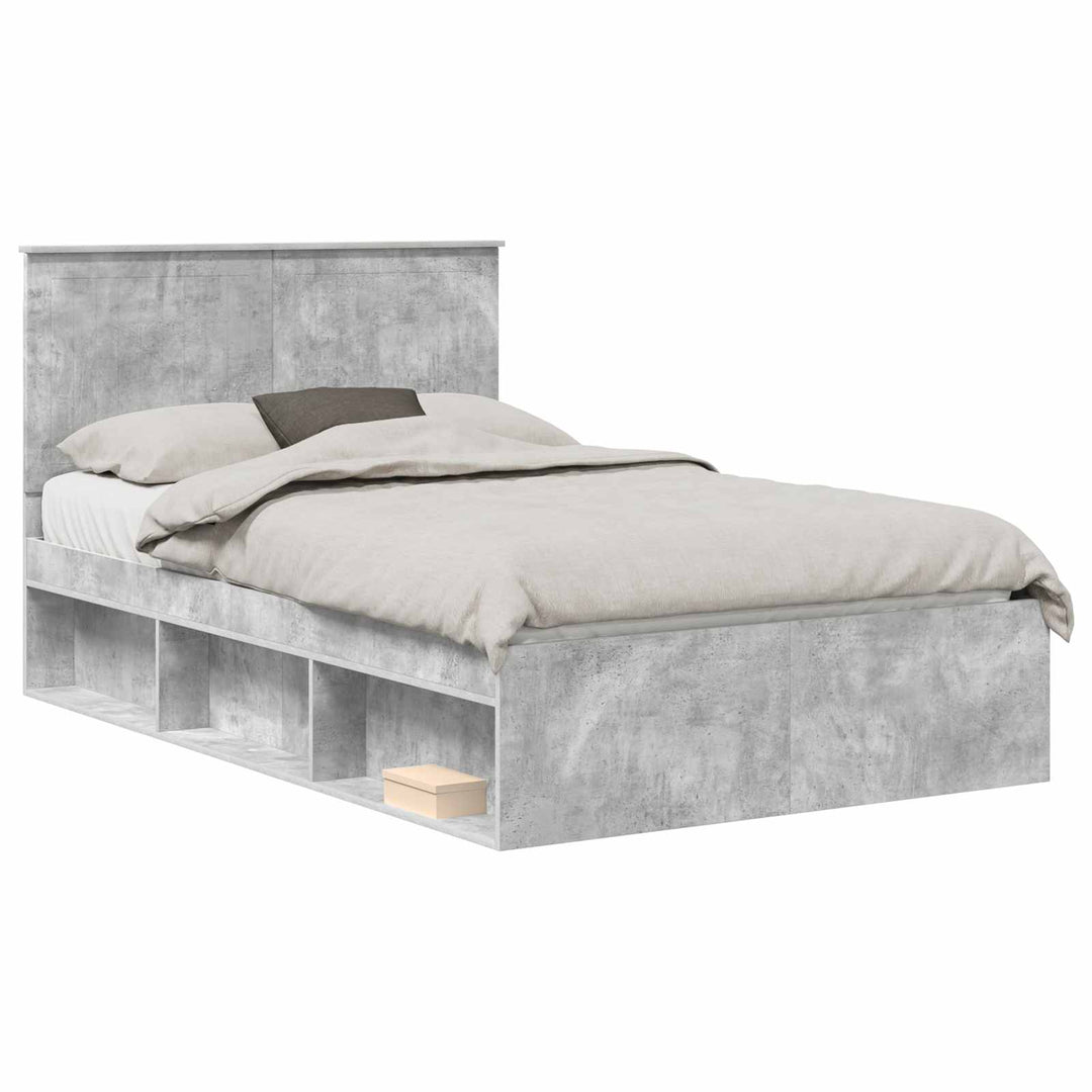 Sengestel med hovedgærde Beton 120 x 190 cm Massiv fyrretræ
