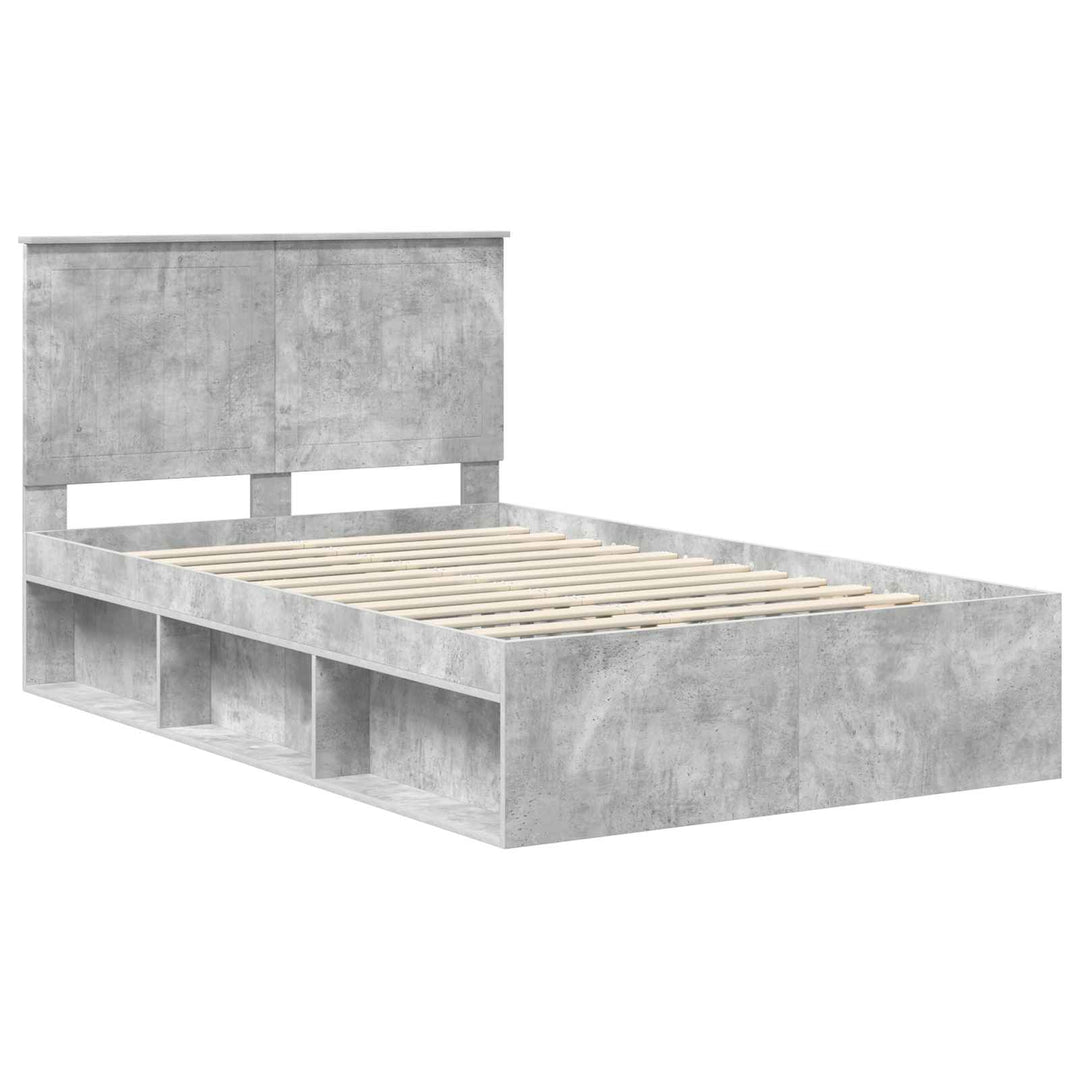 Sengestel med hovedgærde Beton 120 x 190 cm Massiv fyrretræ