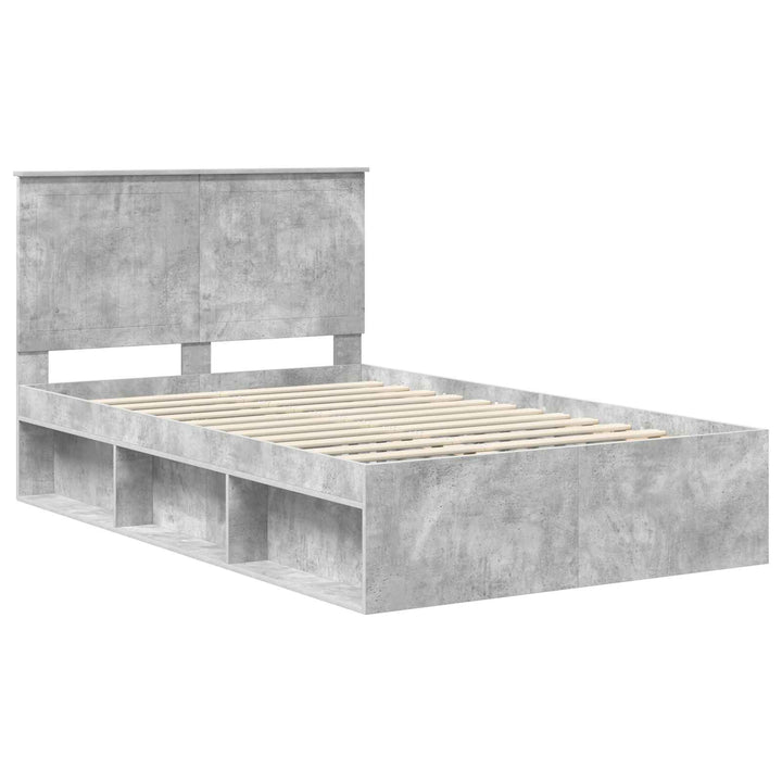 Sengestel med hovedgærde Beton 120 x 190 cm Massiv fyrretræ