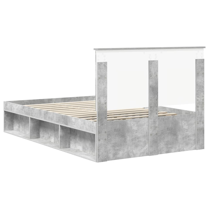 Sengestel med hovedgærde Beton 120 x 190 cm Massiv fyrretræ