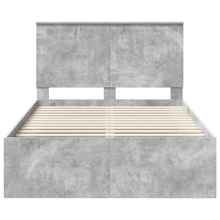 Sengestel med hovedgærde Beton 120 x 190 cm Massiv fyrretræ