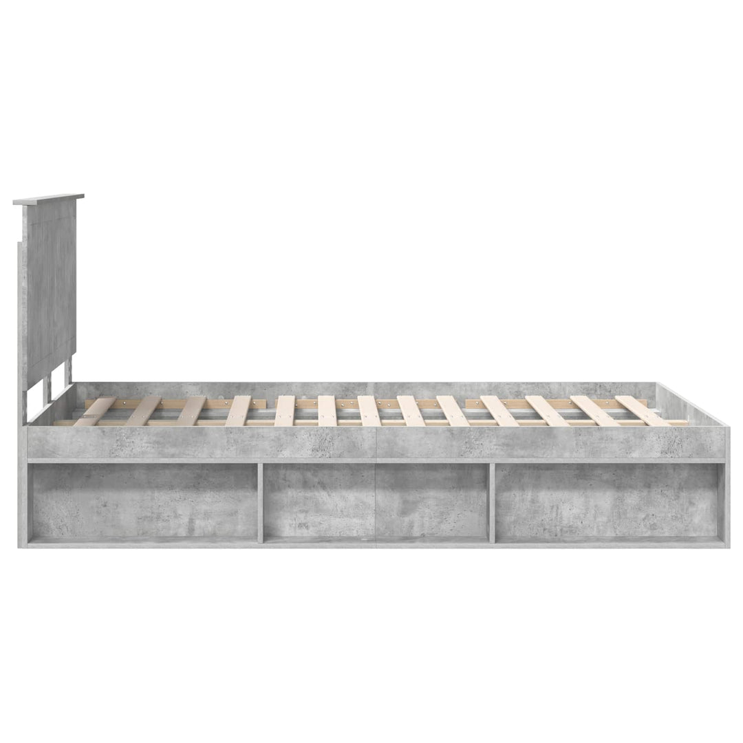 Sengestel med hovedgærde Beton 120 x 190 cm Massiv fyrretræ