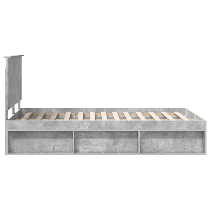 Sengestel med hovedgærde Beton 120 x 190 cm Massiv fyrretræ