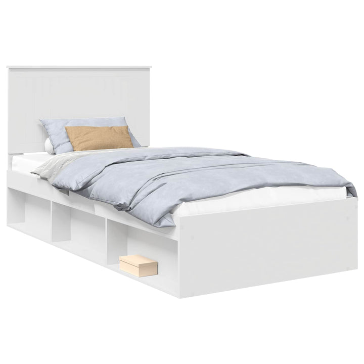 Sengestel med hovedgærde Hvid 100 x 200 cm Massiv fyrretræ