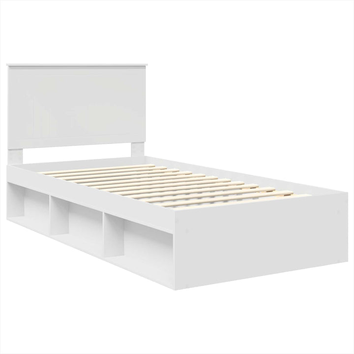 Sengestel med hovedgærde Hvid 100 x 200 cm Massiv fyrretræ