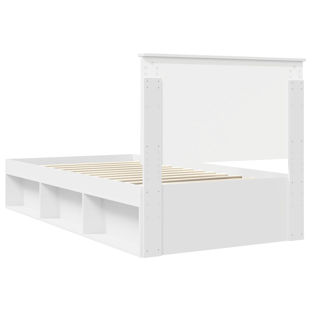 Sengestel med hovedgærde Hvid 100 x 200 cm Massiv fyrretræ