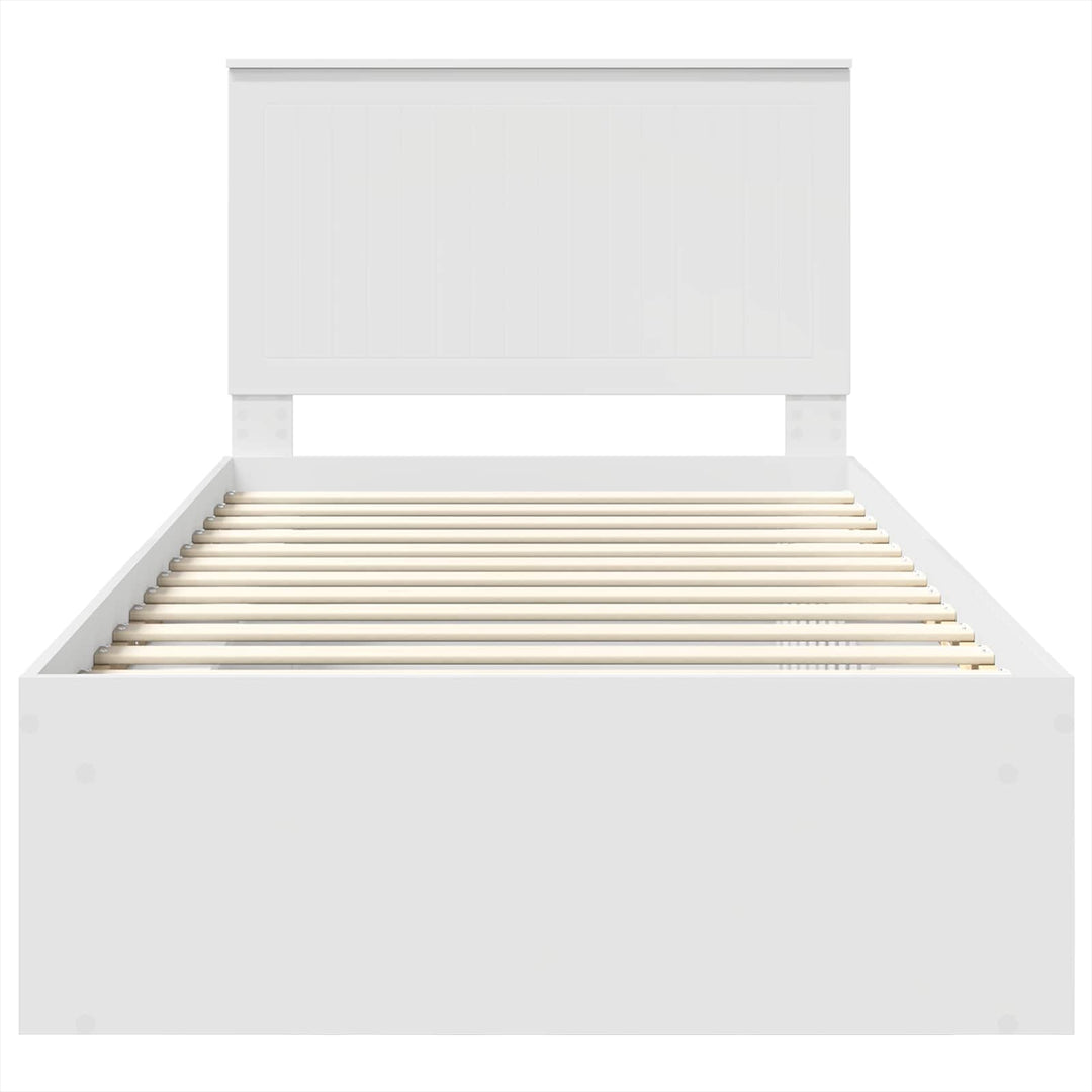 Sengestel med hovedgærde Hvid 100 x 200 cm Massiv fyrretræ