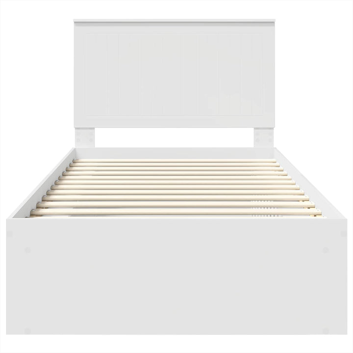 Sengestel med hovedgærde Hvid 100 x 200 cm Massiv fyrretræ