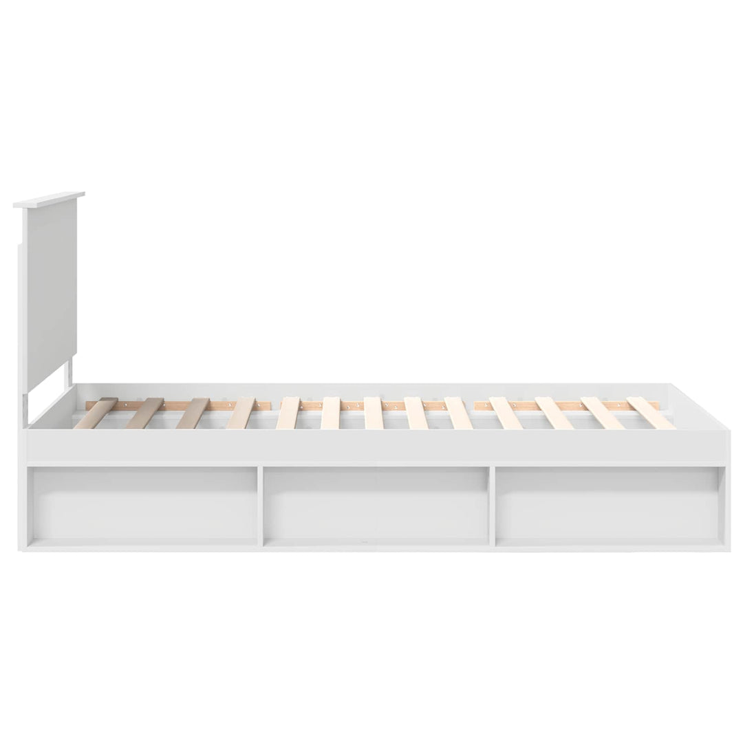 Sengestel med hovedgærde Hvid 100 x 200 cm Massiv fyrretræ