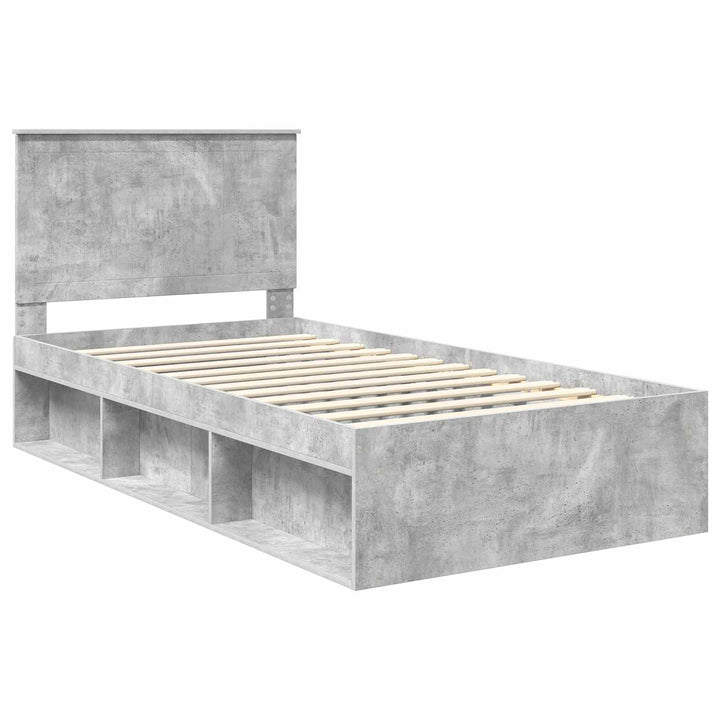 Sengestel med hovedgærde Beton Grå 100 x 200 cm Massiv fyrretræ