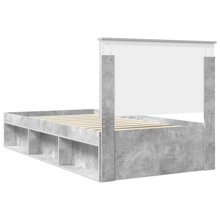 Sengestel med hovedgærde Beton Grå 100 x 200 cm Massiv fyrretræ