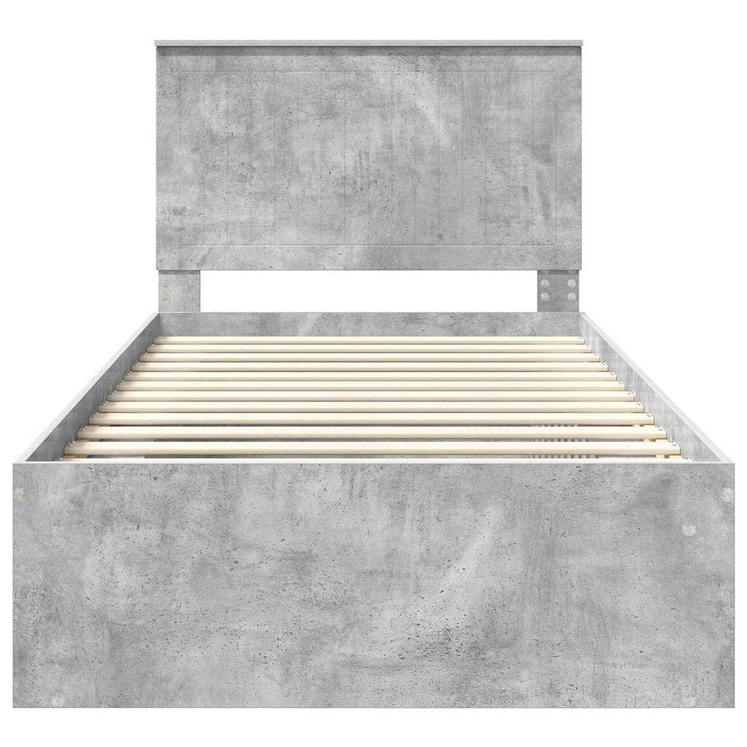 Sengestel med hovedgærde Beton Grå 100 x 200 cm Massiv fyrretræ