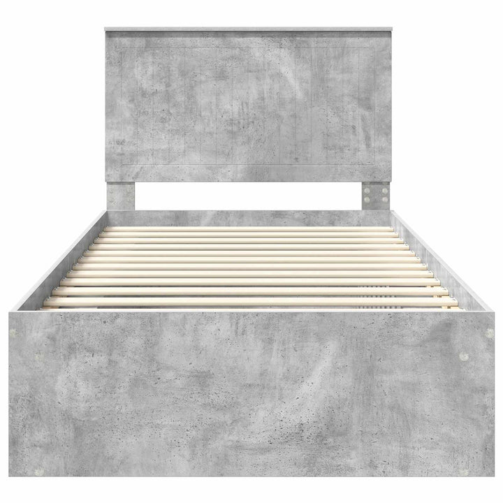 Sengestel med hovedgærde Beton Grå 100 x 200 cm Massiv fyrretræ