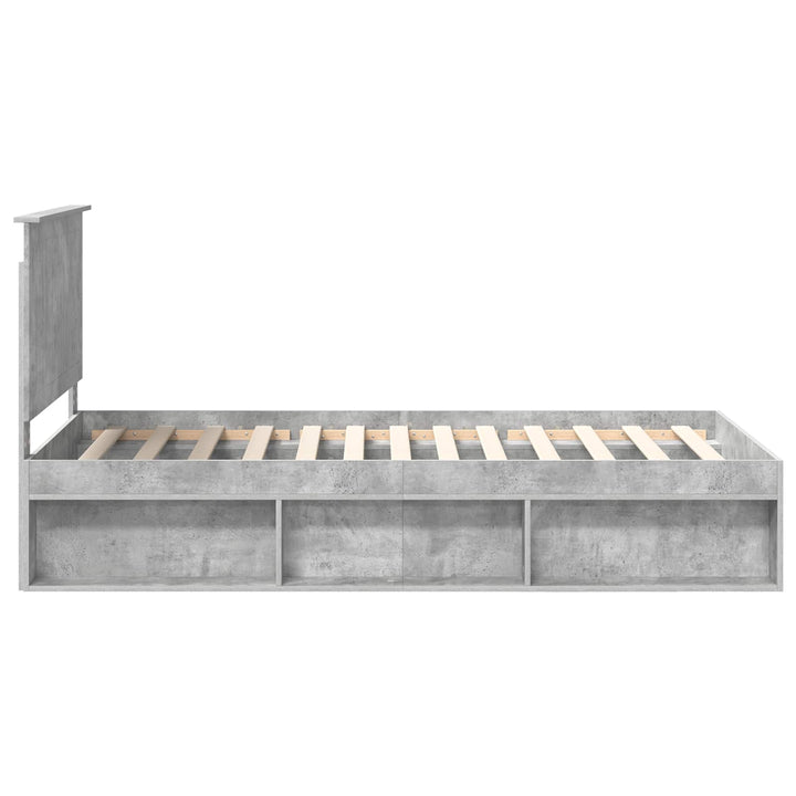 Sengestel med hovedgærde Beton Grå 100 x 200 cm Massiv fyrretræ