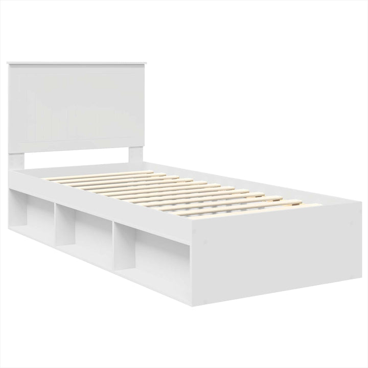 Sengestel med hovedgærde Hvid 90 x 200 cm Massiv fyrretræ