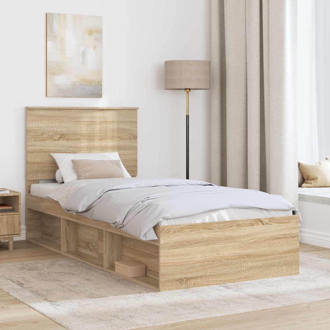 Sengestel med hovedgærde Sonoma eg 90 x 190 cm Massiv fyrretræ