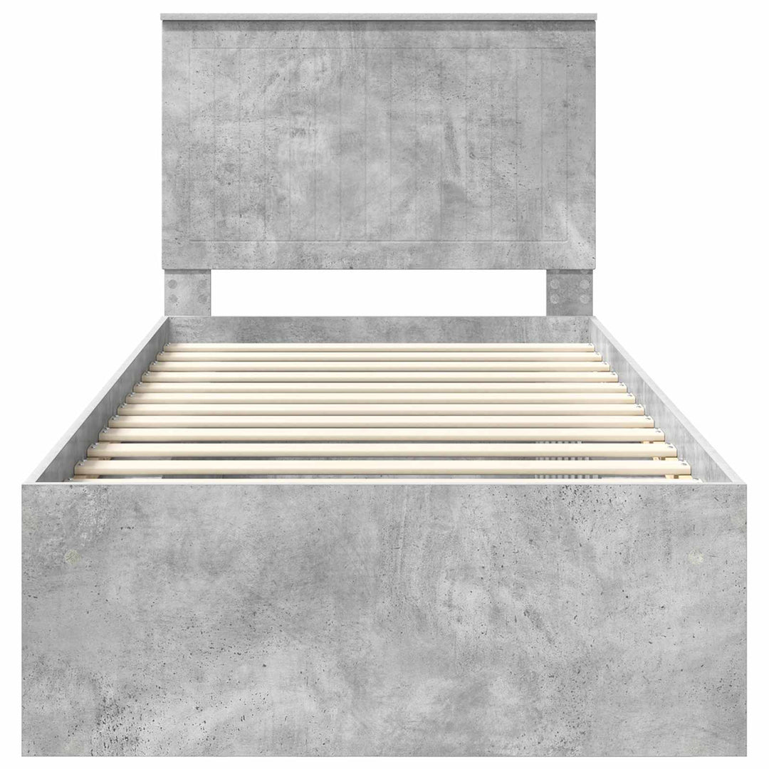 Sengestel med hovedgærde Beton 90 x 200 cm Massiv fyrretræ