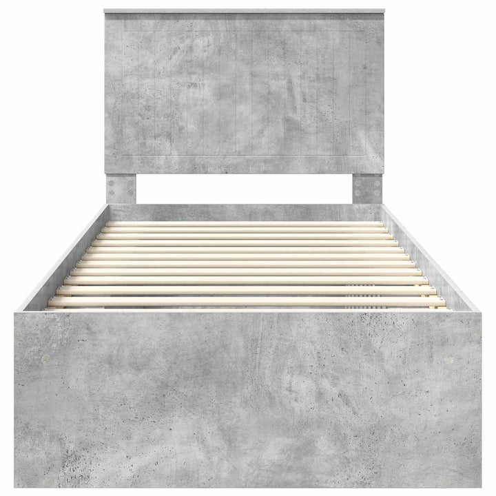 Sengestel med hovedgærde Beton 90 x 200 cm Massiv fyrretræ