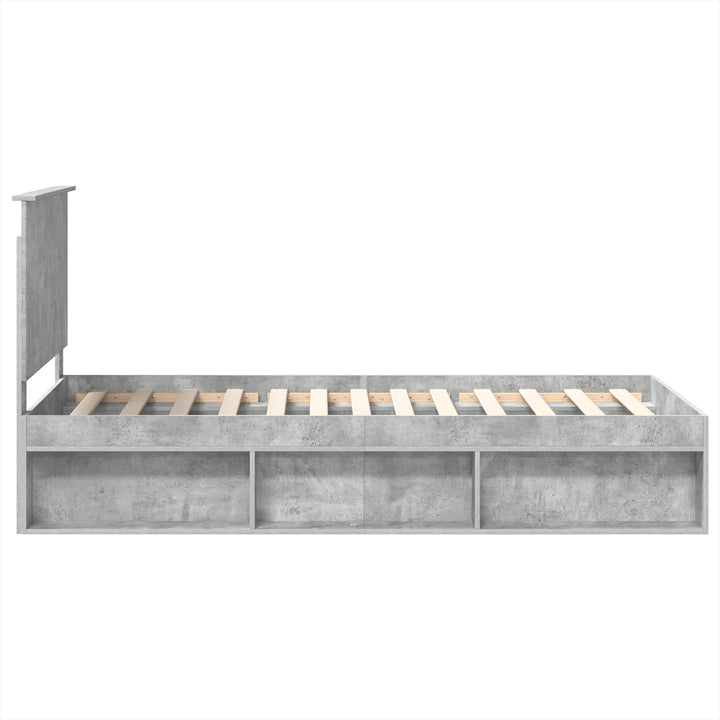 Sengestel med hovedgærde Beton 90 x 200 cm Massiv fyrretræ