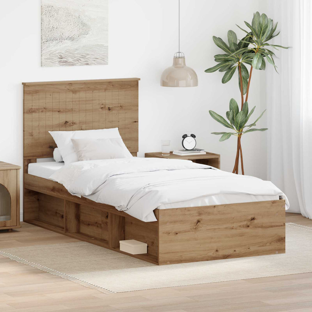 Sengestel med hovedgærde Artisan eg 90 x 200 cm Massiv fyrretræ