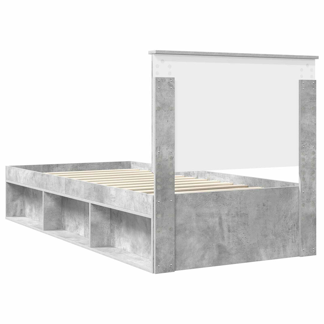 Sengestel med hovedgærde Beton Grå 90 x 190 cm Massiv fyrretræ