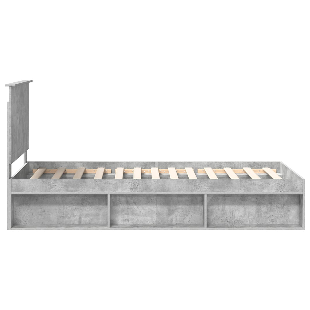 Sengestel med hovedgærde Beton Grå 90 x 190 cm Massiv fyrretræ