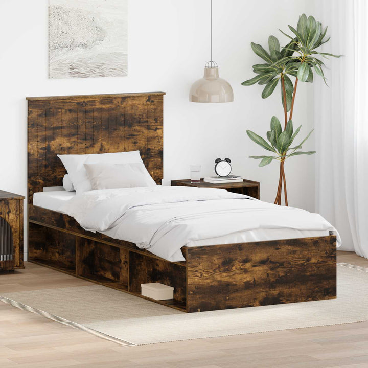 Sengestel med hovedgærde Røget eg 90 x 190 cm Massiv fyrretræ