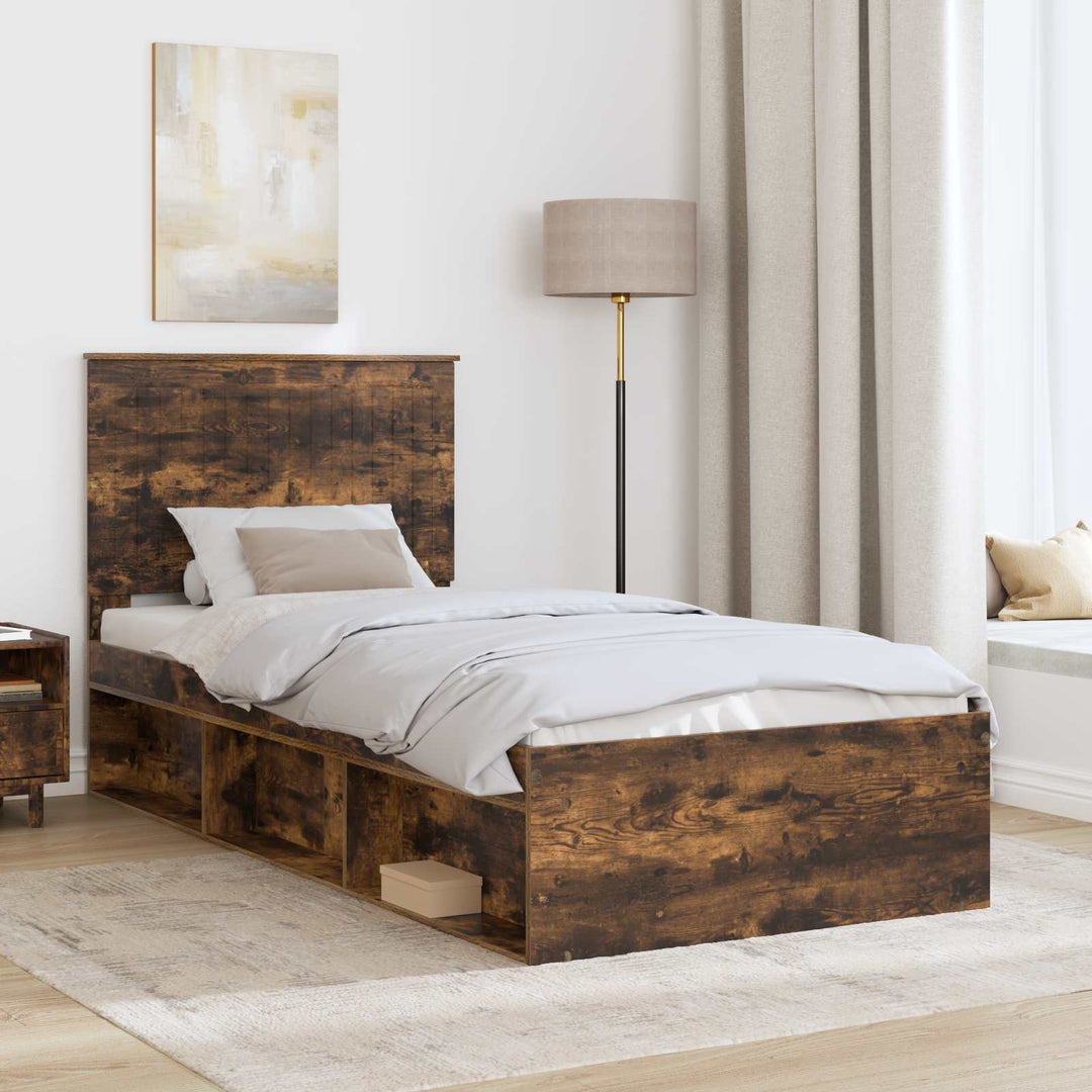 Sengestel med hovedgærde Røget eg 90 x 190 cm Massiv fyrretræ