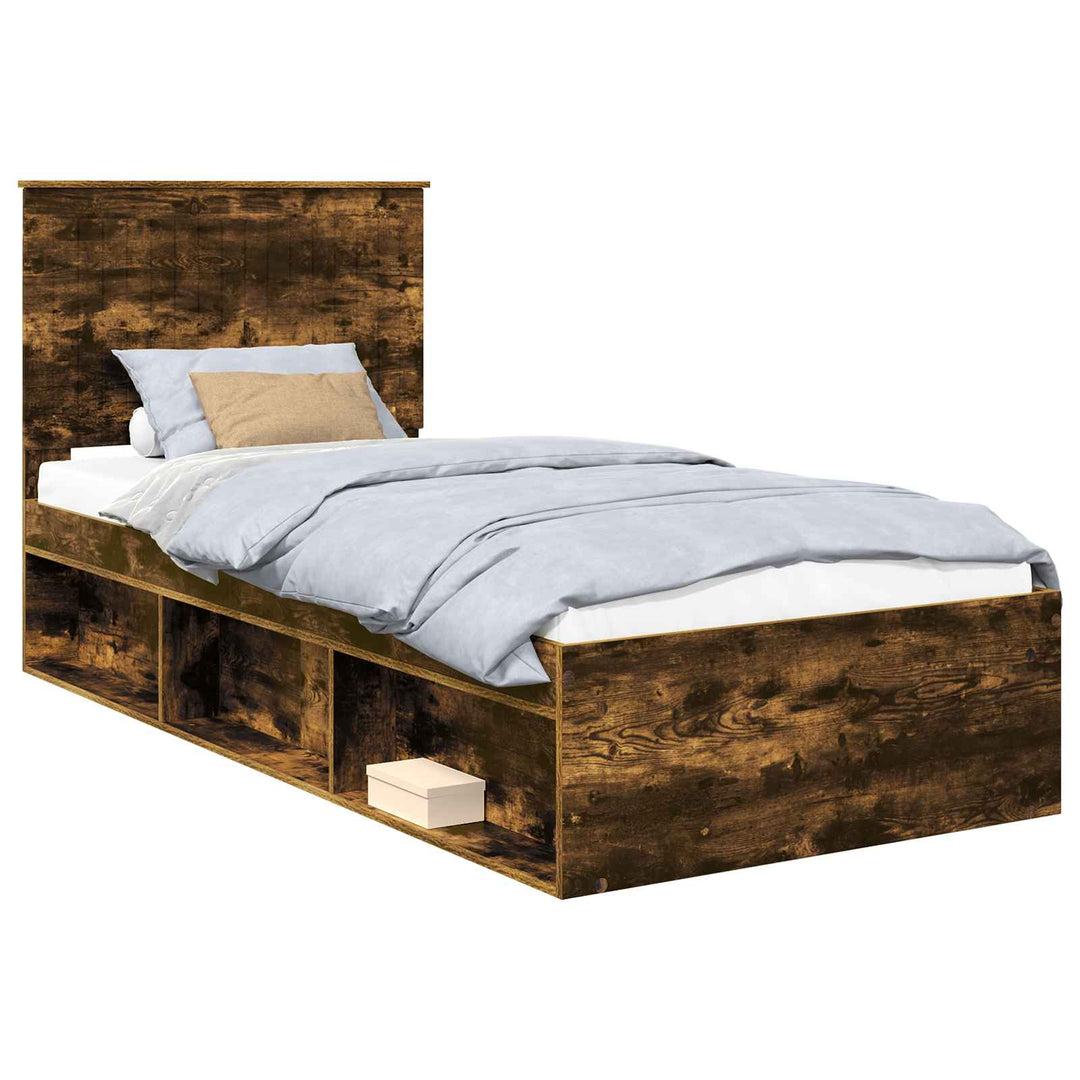 Sengestel med hovedgærde Røget eg 90 x 190 cm Massiv fyrretræ