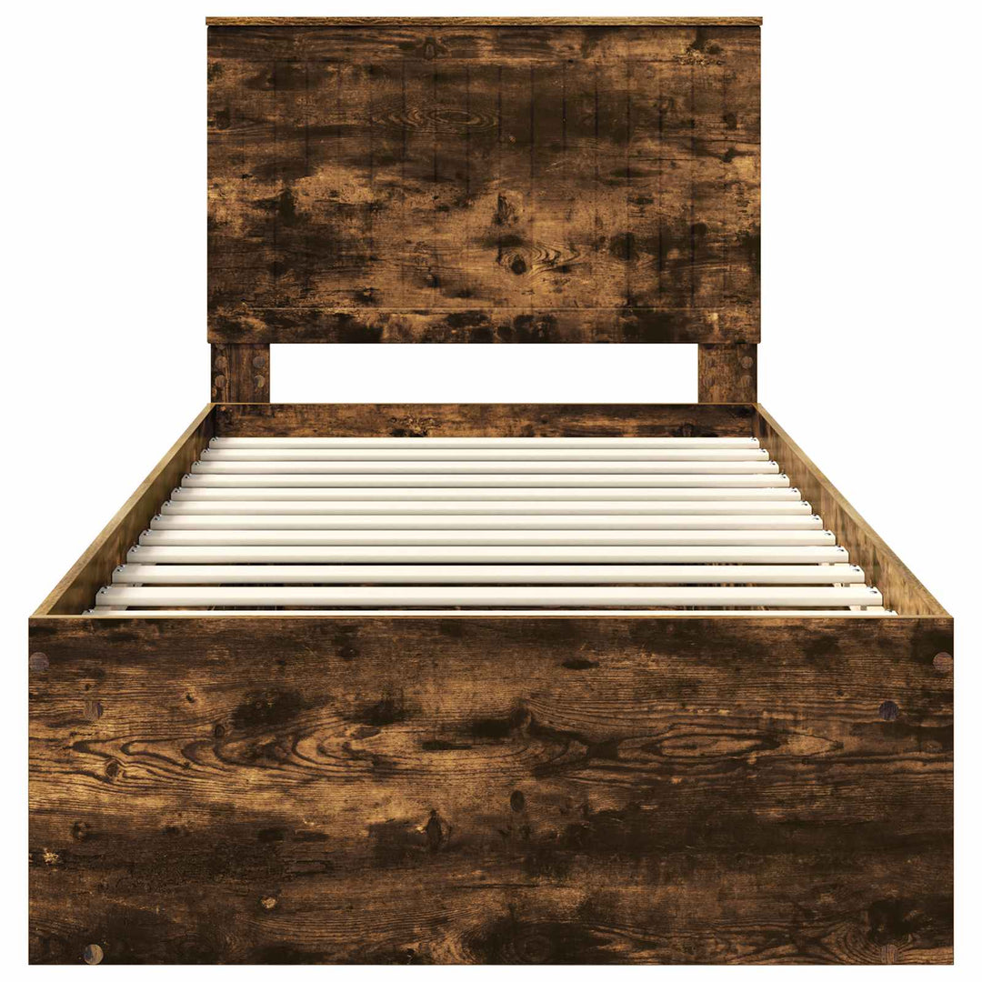 Sengestel med hovedgærde Røget eg 90 x 190 cm Massiv fyrretræ