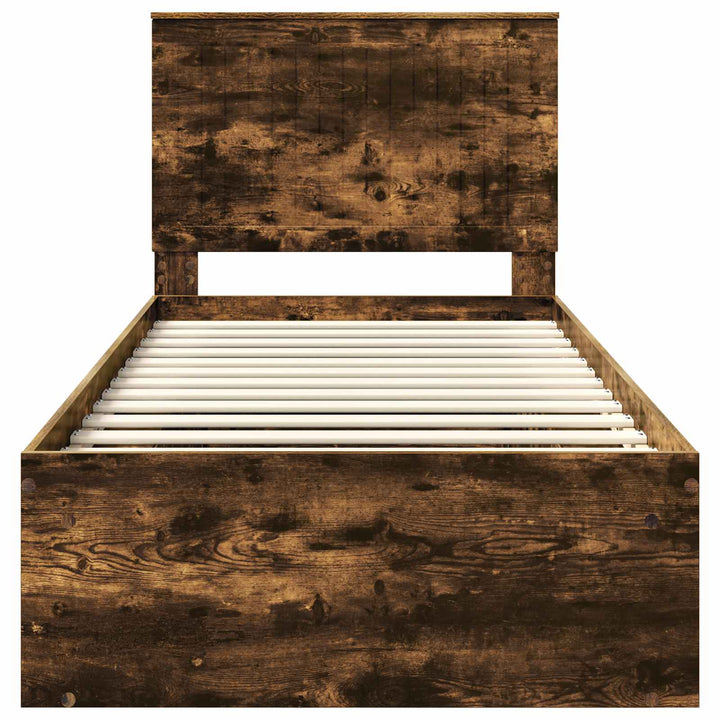 Sengestel med hovedgærde Røget eg 90 x 190 cm Massiv fyrretræ