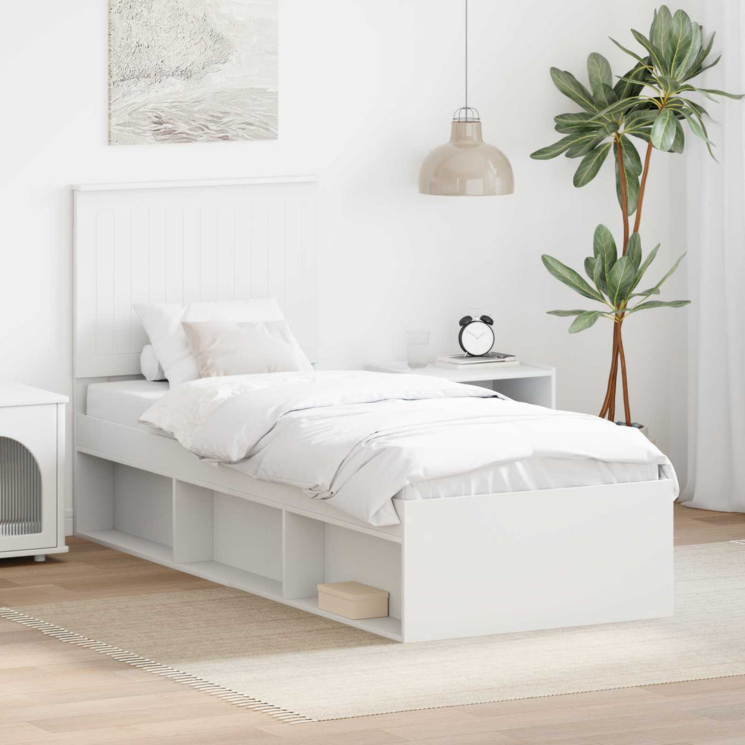 Sengestel med hovedgærde Hvid 75 x 190 cm Massiv fyrretræ