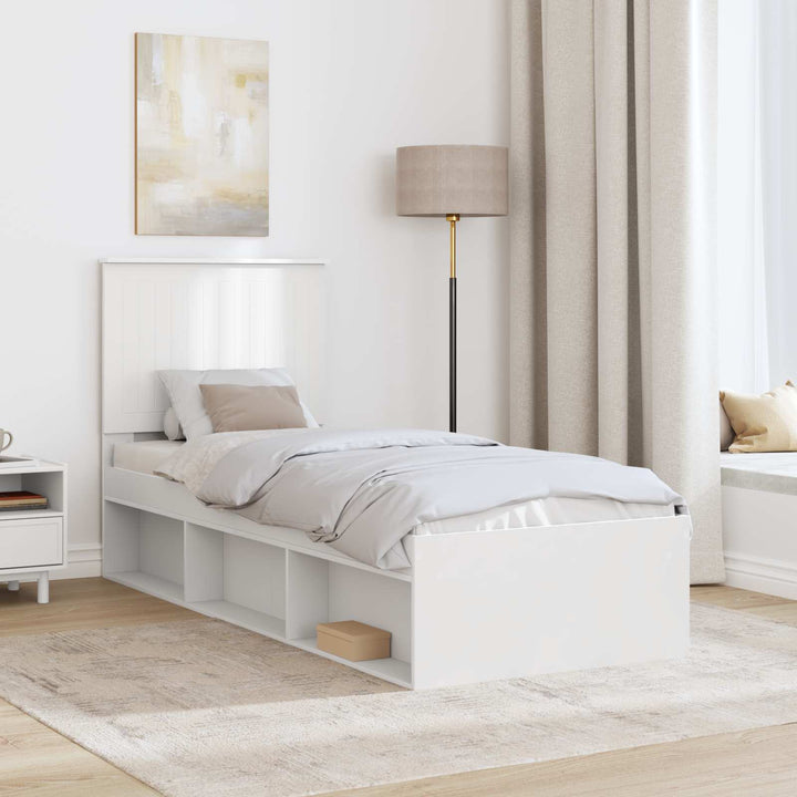 Sengestel med hovedgærde Hvid 75 x 190 cm Massiv fyrretræ