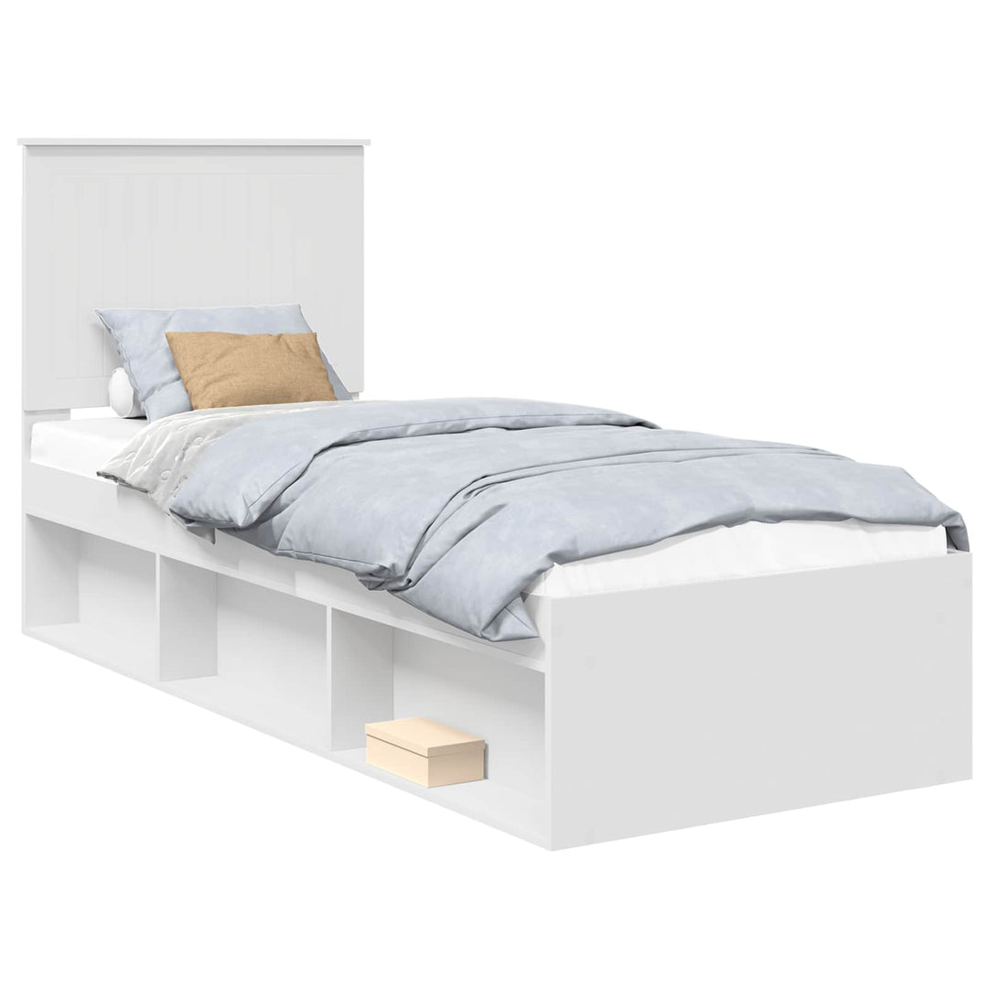 Sengestel med hovedgærde Hvid 75 x 190 cm Massiv fyrretræ