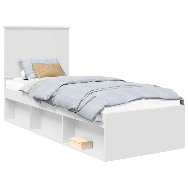 Sengestel med hovedgærde Hvid 75 x 190 cm Massiv fyrretræ