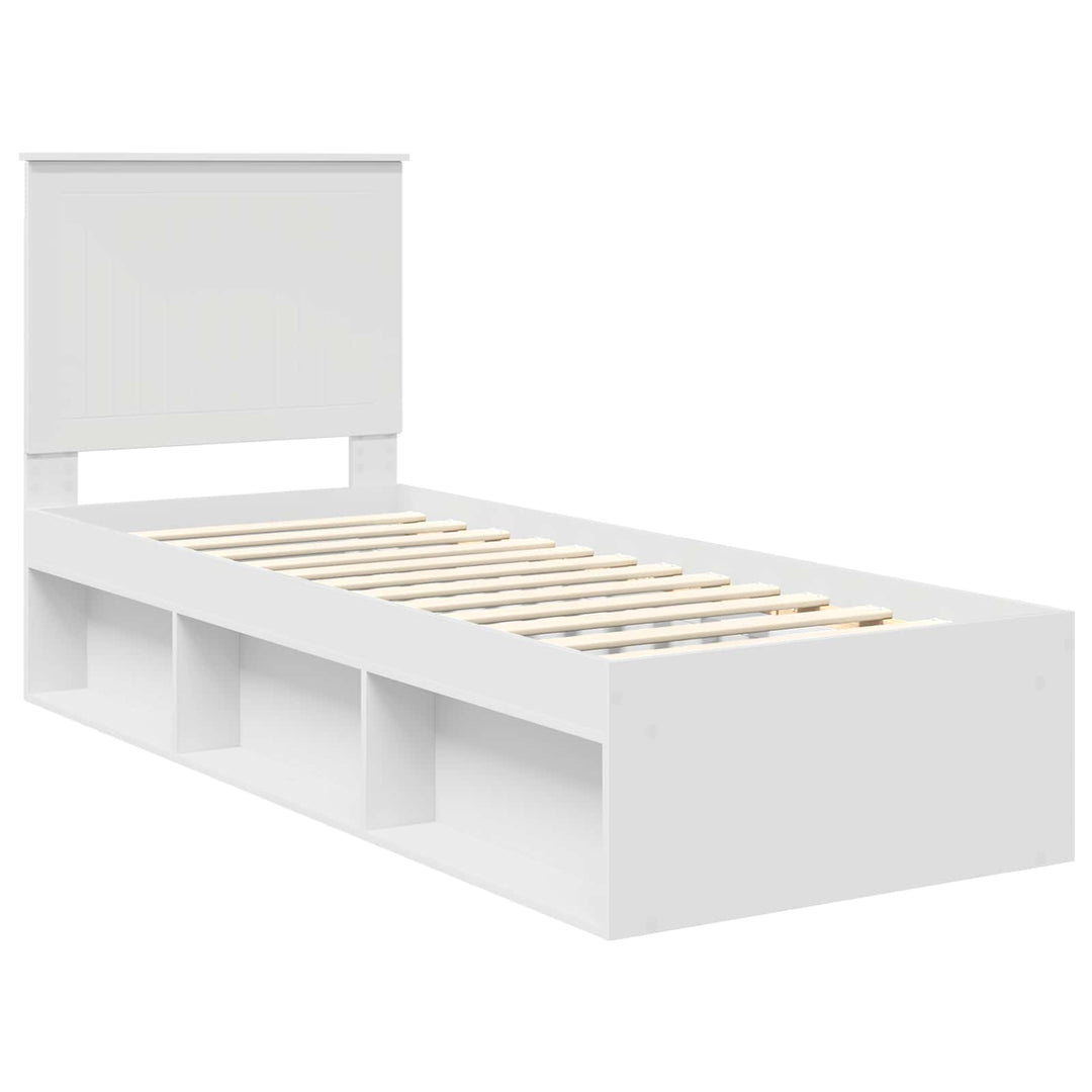 Sengestel med hovedgærde Hvid 75 x 190 cm Massiv fyrretræ