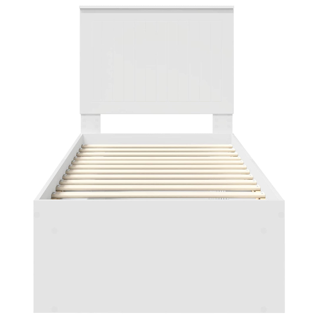 Sengestel med hovedgærde Hvid 75 x 190 cm Massiv fyrretræ
