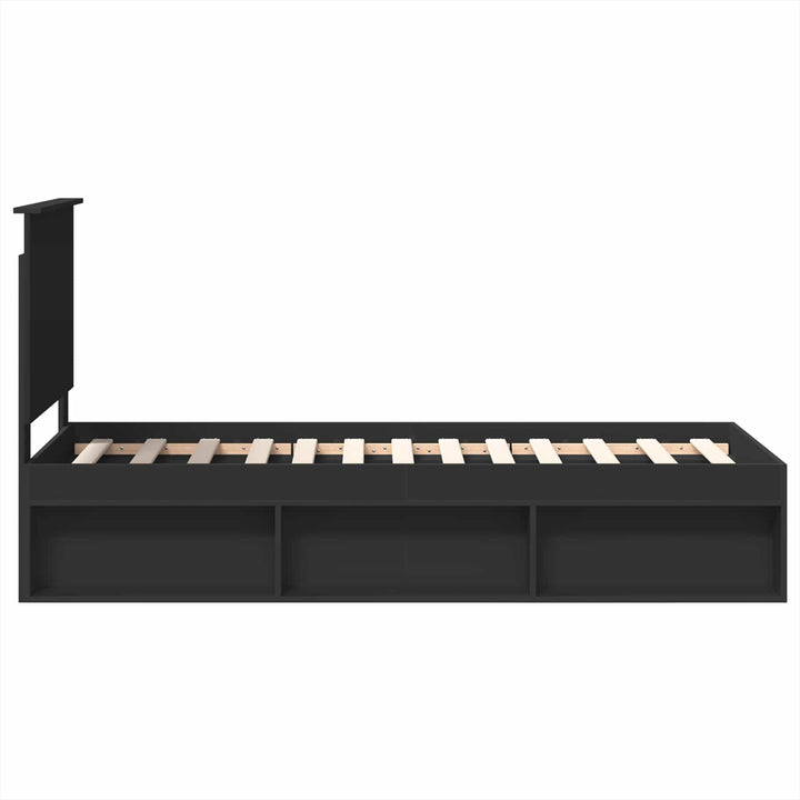 Sengestel med hovedgærde Sort 75 x 190 cm Massiv fyrretræ