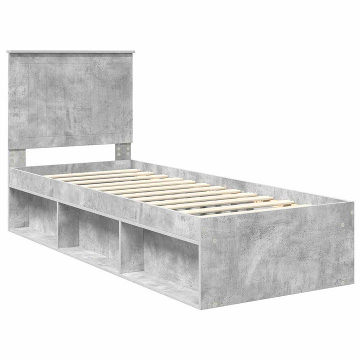 Sengestel med hovedgærde Beton Grå 75 x 190 cm Massiv fyrretræ