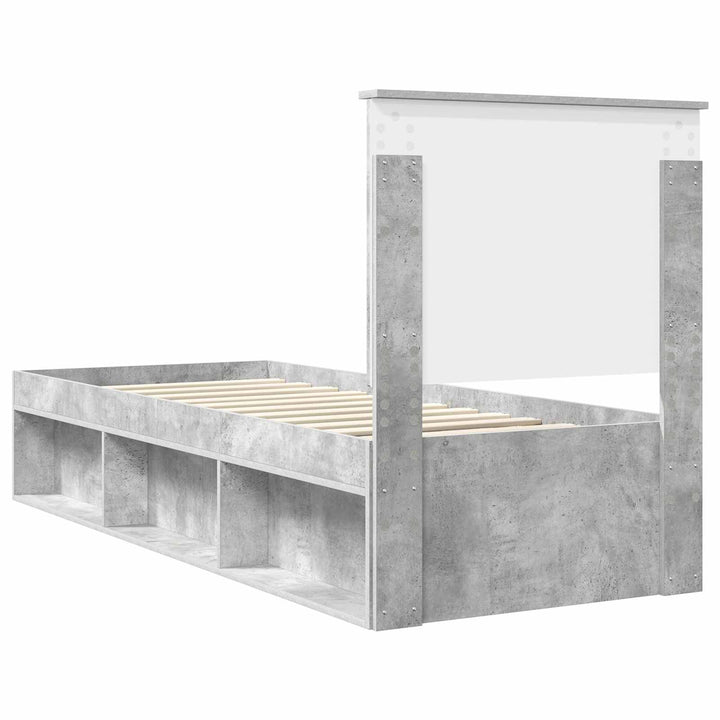 Sengestel med hovedgærde Beton Grå 75 x 190 cm Massiv fyrretræ
