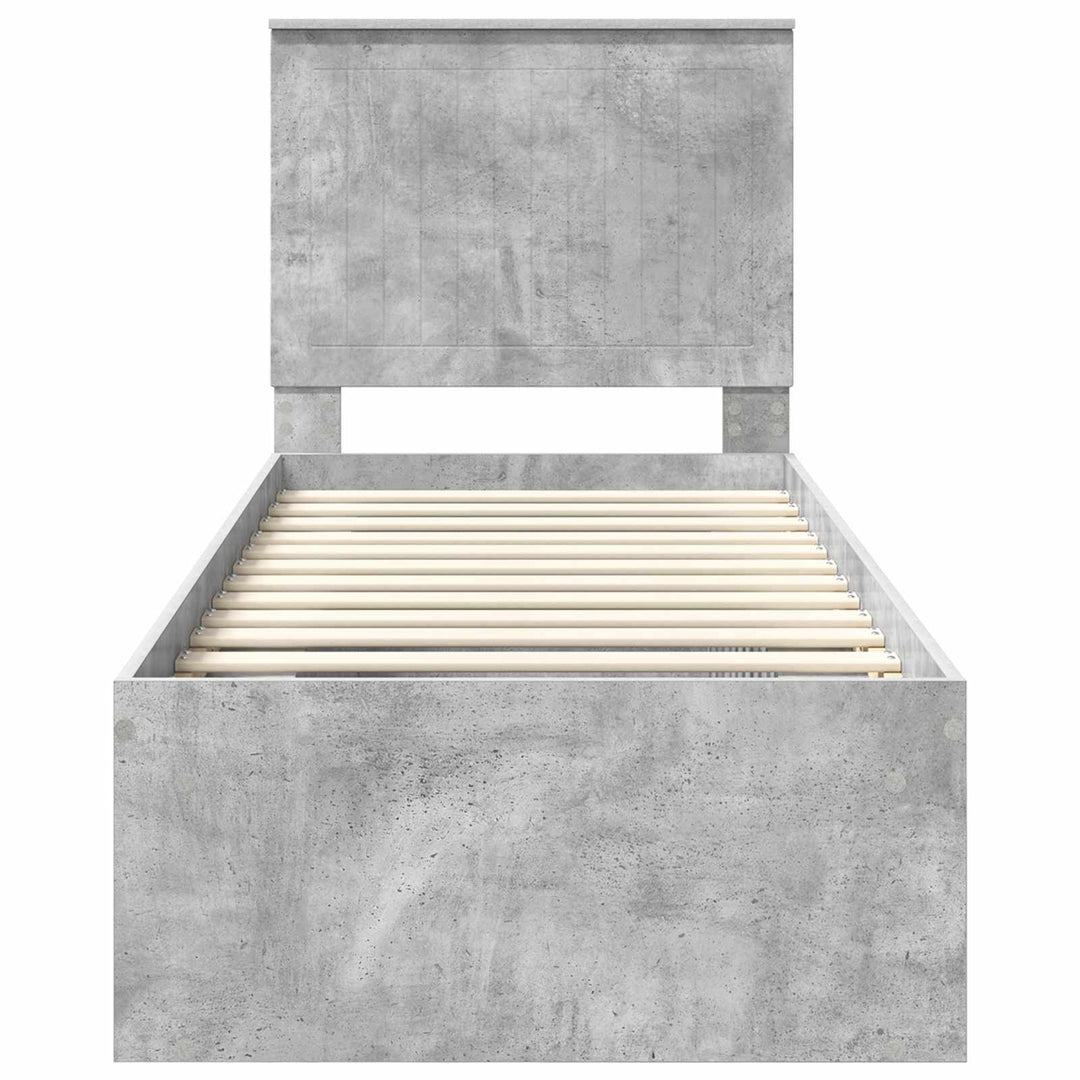 Sengestel med hovedgærde Beton Grå 75 x 190 cm Massiv fyrretræ