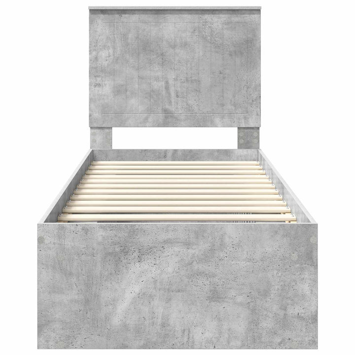 Sengestel med hovedgærde Beton Grå 75 x 190 cm Massiv fyrretræ