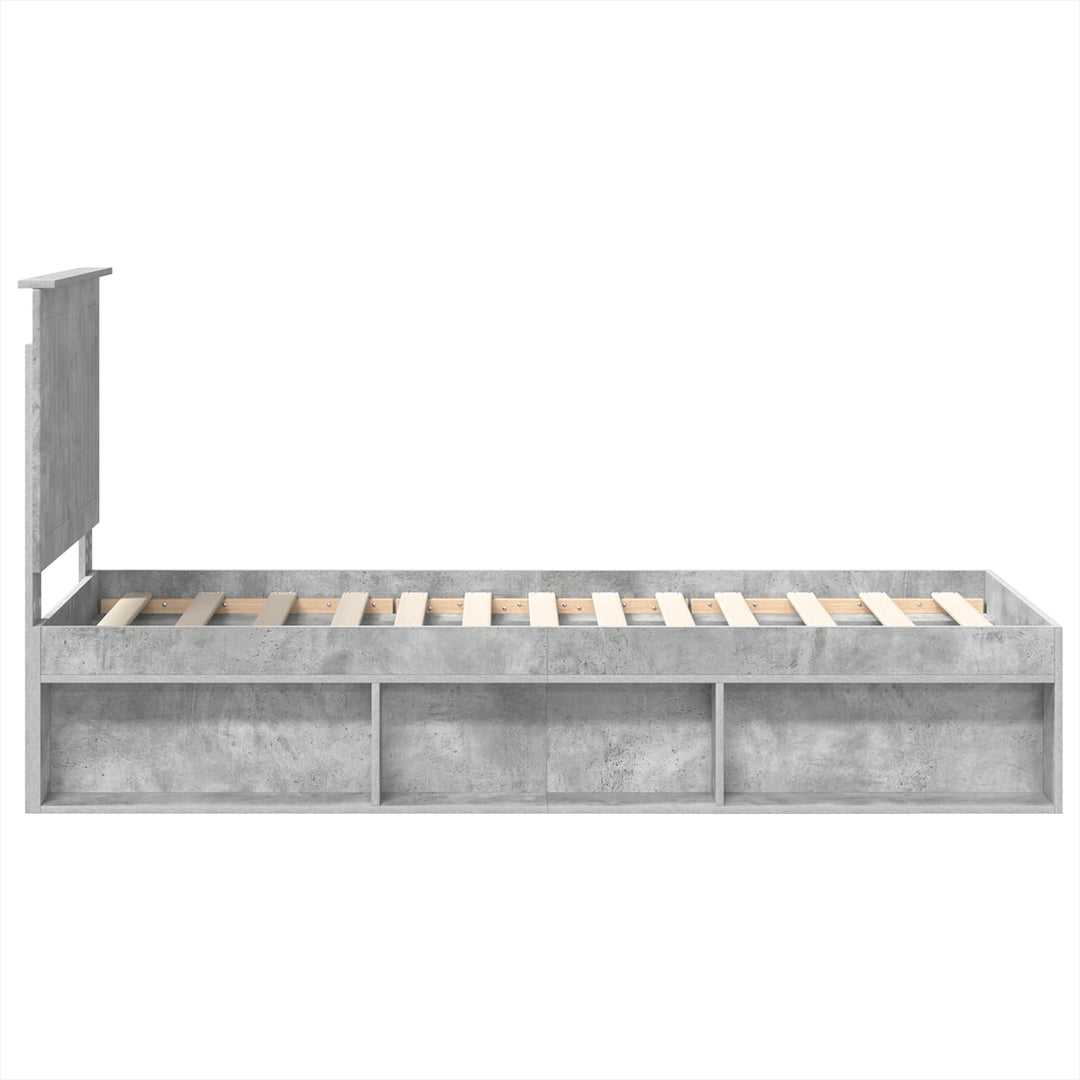 Sengestel med hovedgærde Beton Grå 75 x 190 cm Massiv fyrretræ