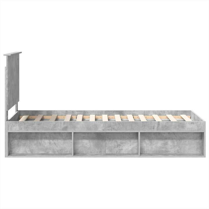 Sengestel med hovedgærde Beton Grå 75 x 190 cm Massiv fyrretræ