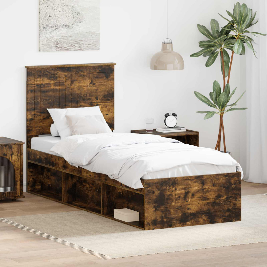 Sengestel med hovedgærde Røget eg 75 x 190 cm Massiv fyrretræ