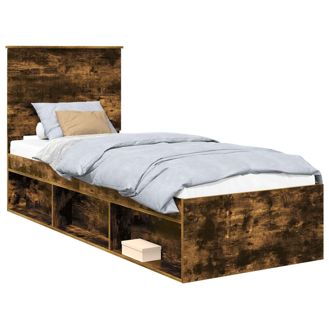 Sengestel med hovedgærde Røget eg 75 x 190 cm Massiv fyrretræ