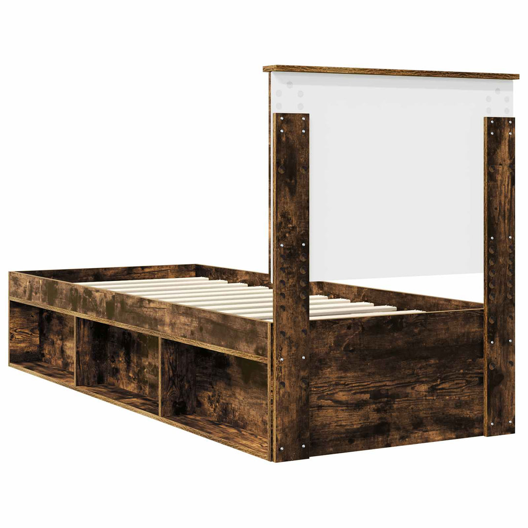 Sengestel med hovedgærde Røget eg 75 x 190 cm Massiv fyrretræ