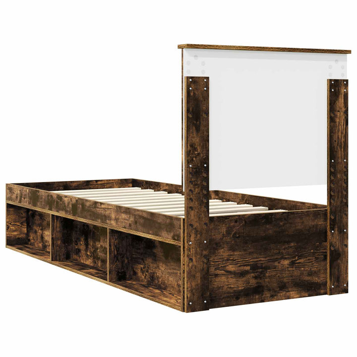 Sengestel med hovedgærde Røget eg 75 x 190 cm Massiv fyrretræ