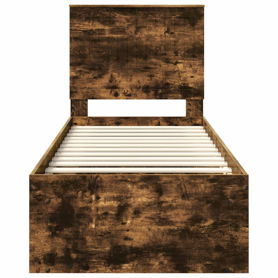 Sengestel med hovedgærde Røget eg 75 x 190 cm Massiv fyrretræ