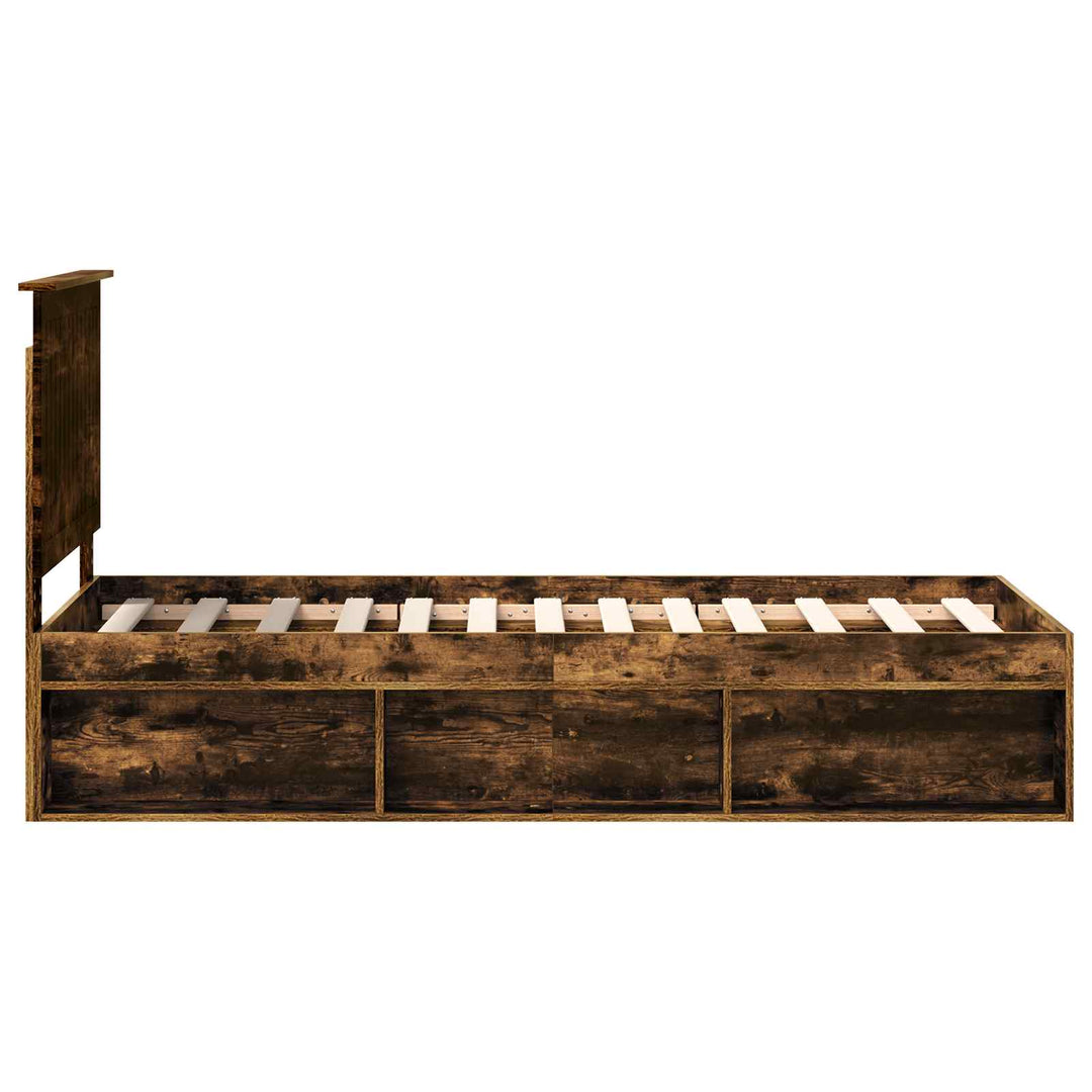 Sengestel med hovedgærde Røget eg 75 x 190 cm Massiv fyrretræ